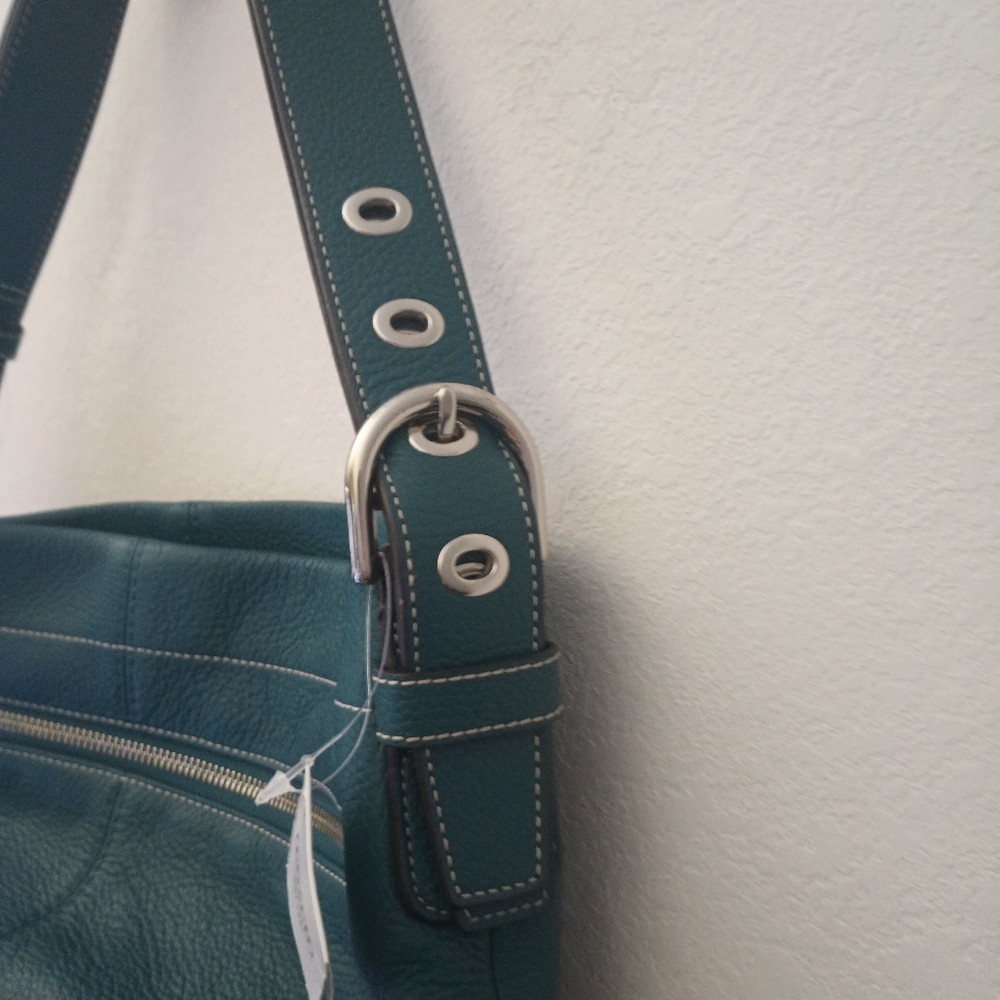 Coach Leather Duffle Shoulder Bag Teal - Picture 5 of 5